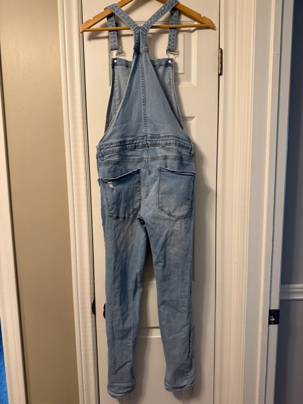 Light Blue Distressed Denim Overalls - Women Jeans - Picture 3 of 6